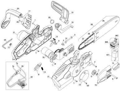 Page A Diagram and Parts List for CCS818B 1 Black and Decker Chainsaw